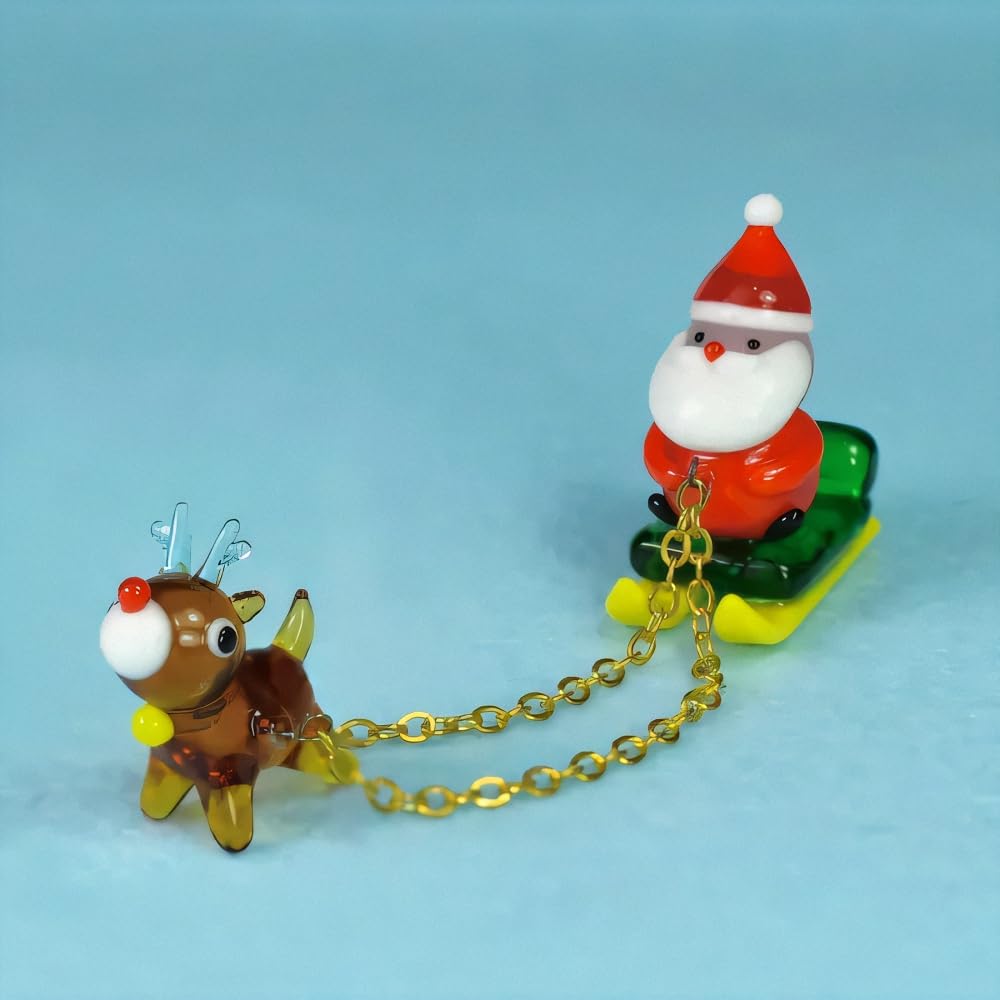 Amazon | フォーカート かわいい 手作り ガラス細工 ソリ引き サンタと